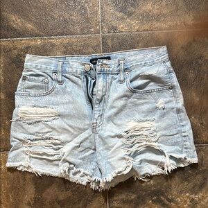 Distressed Light Blue Denim Shorts